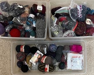 Large Assorted Yarn Lot Primarily Wool And Acrylic