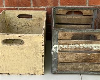 (2) Vintage Wood And Metal Crates - (1) Roberts 