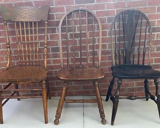 (3) Assorted Vintage And Antique Wood Chairs (as Is) For Repair