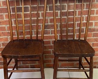 Pair Of Antique Carved Wood Dining Chairs