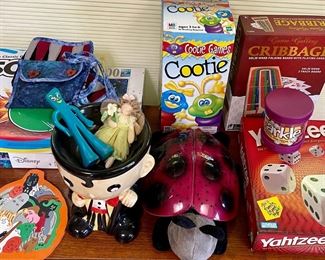 Vintage Toy And Game Lot - Cloud Bee Ceiling Star Ladybug, Cootie, Puzzles, Sorry, And More