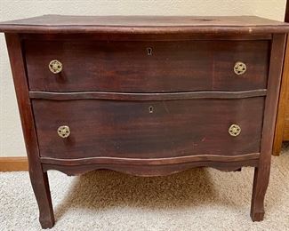 Antique 2 Drawer Dresser With Brass Pulls (as Is)