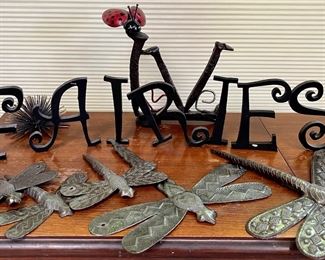 Individual Letter Fairy Sign, Home Made Love Yard Art, Metal Dragonflies