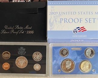 2009 United States Mint Proof Set, 1995 Silver Proof Set With COA, (3) Lincoln Set Books(incomplete)