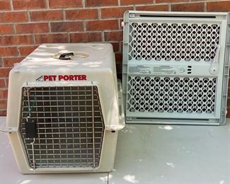 Pet Porter Plastic Kennel And Plastic Pet Gate (as Is)