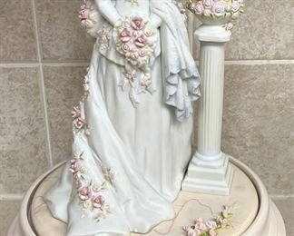 Avon Porcelain Mrs. Albe Bride Musical Figurine With Base And Box