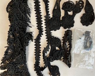 Lot Of Antique Victorian Steel Bead Trim And Clothing Trim 