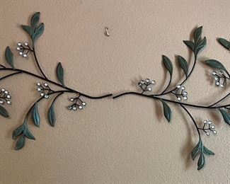Pair Of 22" Green And Black Metal  Branch Art With Prisms