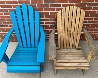 (2) Wooden Adirondack Outdoor Chairs ( As Is For Repair ) 