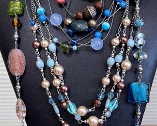 Art Glass Bead And Faux Pearl Necklaces - Premier Jewelry
