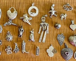 Large Lot Of Vintage And Antique Sterling Silver Charms And Pendants - 85.6 Grams Total