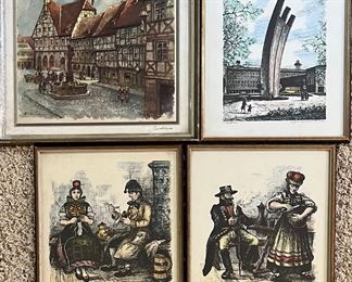 (4) Small Signed German Prints - (3) Erherd Kirschstein