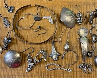 Lot Of Sterling Silver Jewelry For Scrap Or Repair - 87.5 Grams Total