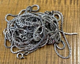 Lot Of Sterling Silver Scrap Chains - 36 Grams Total