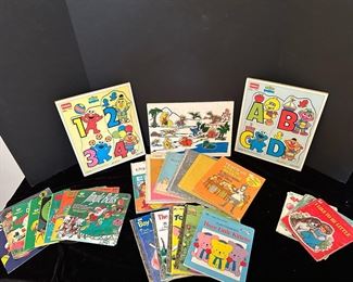 Vintage Childrens 45 records and Books