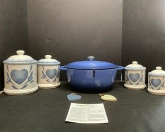Gourmet Living Cast Iron Dutch Oven and Canister Set