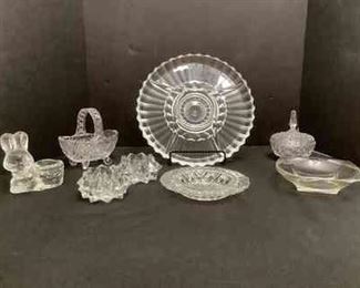 Clear Glass Candle Holders and Other Dishes