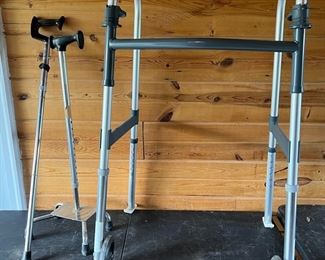 Aluminum Walker And Two Aluminum Canes