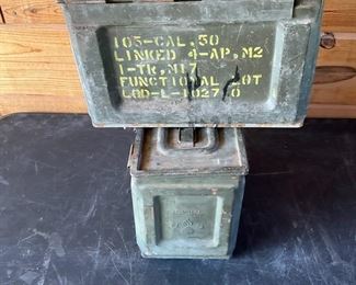 2 Steel Ammo Cans Vintage