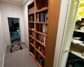 Oak bookshelf $75 many books at $1.00 to $2.00