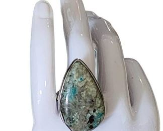 Green Sterling Silver Ring Gemstone Tested