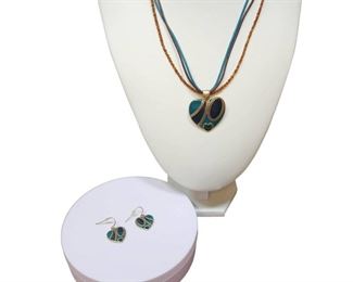 Heart Necklace Matching Earrings