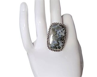 Moss Agate Sterling Silver Ring