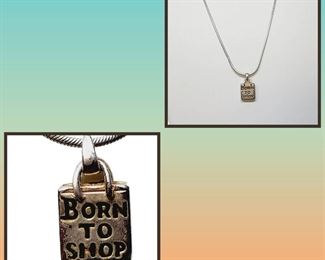 Sterling Born To Shop Necklace