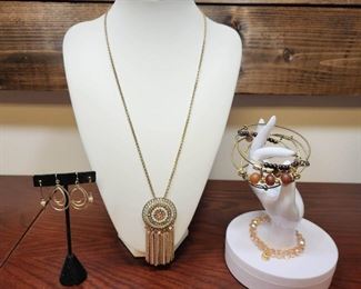 Tassel Medallion Necklace Bracelets  Earrings