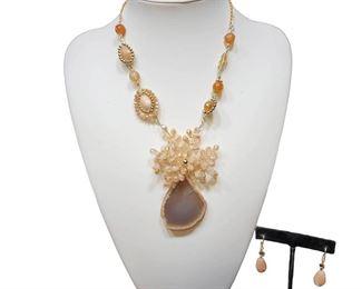 Unique Gemstone Necklace Earrings