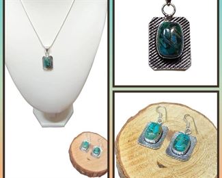 Turquoise Sterling Necklace Earrings
