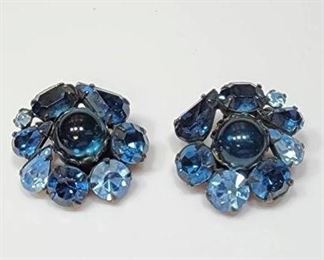 Vintage Blue Clip On Earrings