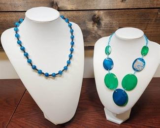 Vintage Deep Blue Aqua  Blue Beaded Necklace