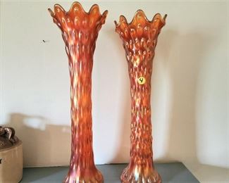 Fenton Marigold Carnival Glass Vases