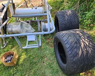 Custom Chassis, trailing arm, aluminum front suspension 29x18 Mickey Thomsons, painless harness, and gussets.
Get yourself and doner bug and you will have a running Dune buggy