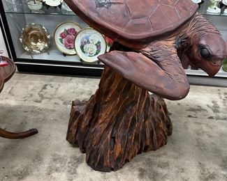 One of 2 made in Hawaii floating turtle, turtle and stand