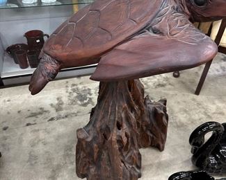 Two of 2 made in Hawaii floating turtle, turtle and stand