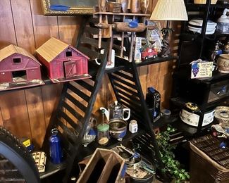 Barns made by inmates at Northwest Correctional in Tiptonville.  Antique pansy painting in the original frame.  Antique kitchen items.