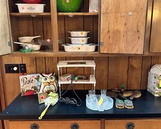 Corning Ware! Owl Cookie Jar.  Antique sterling dresser items.