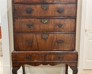 $3800. Antique Walnut Queen Anne Chest on Stand. Some wear on top. She is a stunner in person! Come see! 38.5 x 20.25 x 59.5.