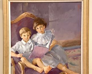 $100. Framed Portrait of Two Small Children by A. B. Rofye. 32 x 28.