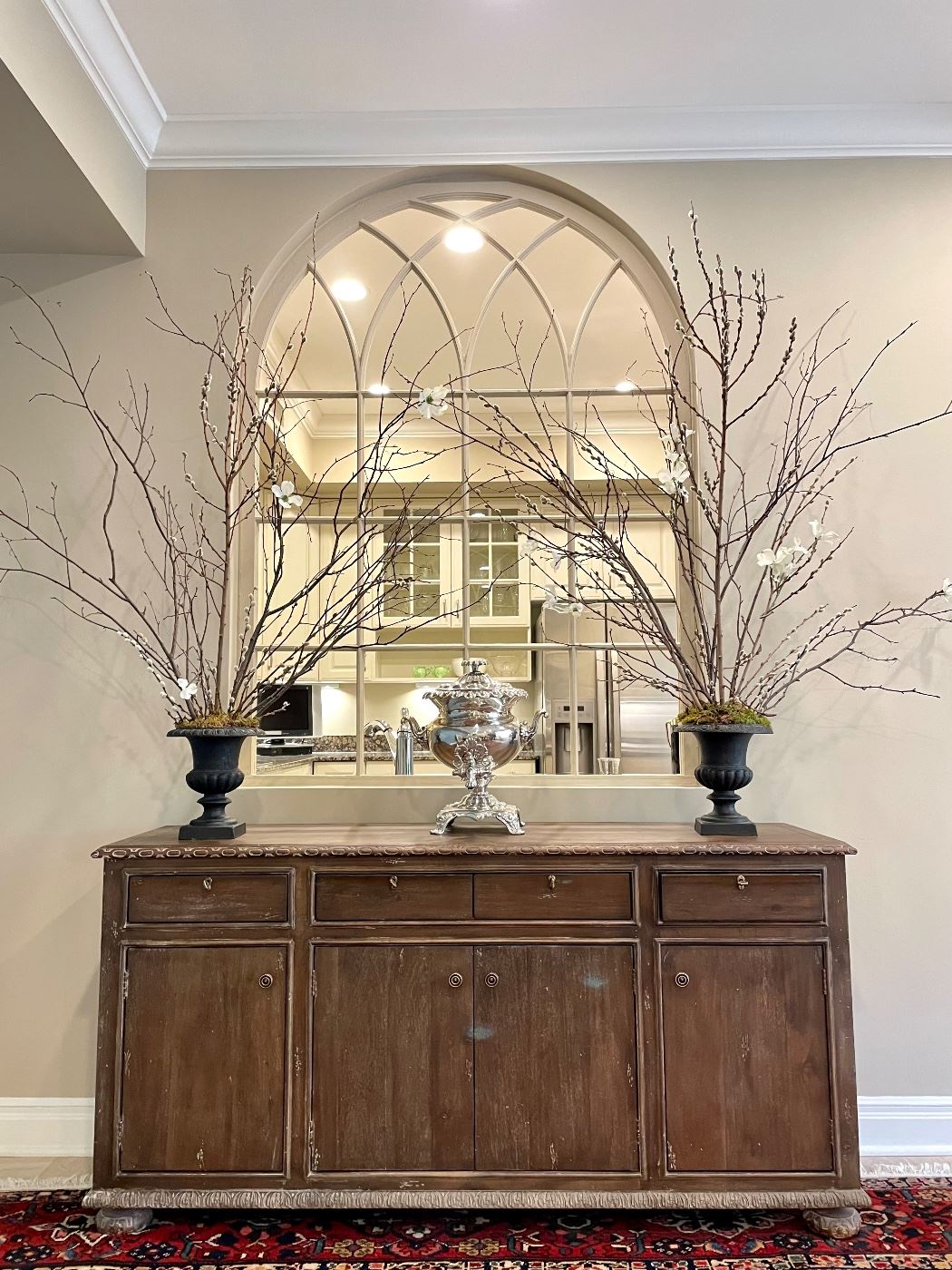 Garden-level condo with decor curated by T. Rohan Interiors. Fantastic finds from Restoration Hardware, custom upholstery, statement rugs, fine antiques, and more! Shop the sale by appointment only!