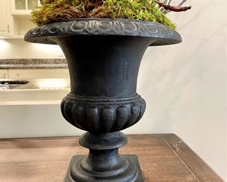 SOLD   As shown in first image;  Custom Botanical Arrangement in authentic/heavy Iron Urn curated by T. Rohan. 
