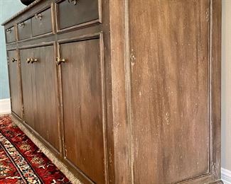 SOLD Alternate view of Restoration Hardware Distressed Sideboard.