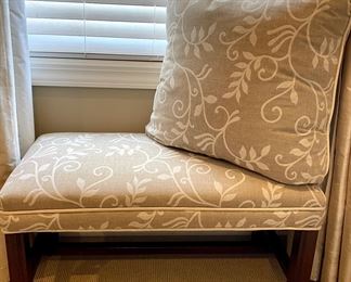 SOLD:Alternate view of Custom Bench with Matching Pillow. Sold separately. Agreeable grey color. 