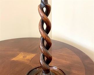 $150. Antique Old English Open Twist Oak Candlestick circa 1890-1900.