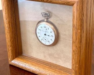 $450. Antique Hamphdon Framed Pocket Watch.