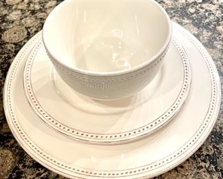 SOLD: Sur La Table 42-Piece Dinner Set: 13 dinner plates, 12 salad plates, 10 bowls, 6 mugs, 1 serving bowl. 