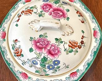 $90. English Staffordshire 3-piece soup dish (c. 1860-1870). 
