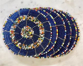 SOLD: Beaded Coasters. Set of 6.